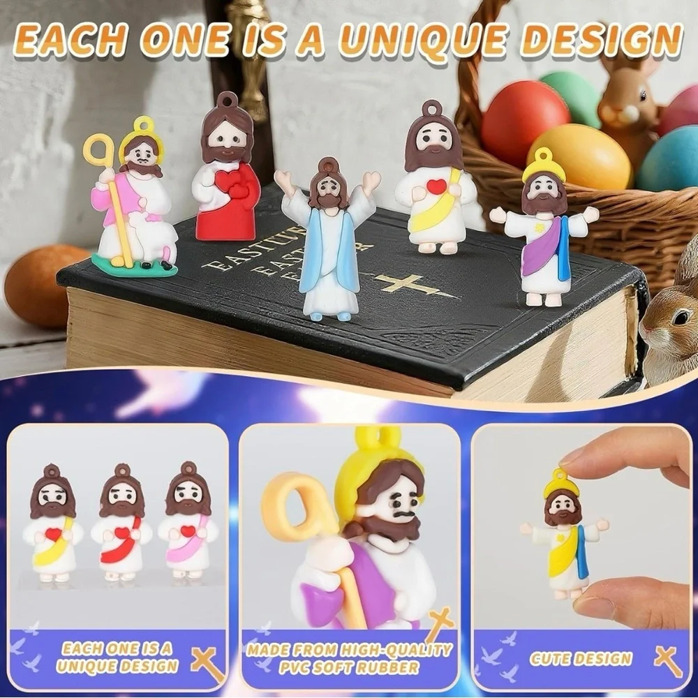 60 Mini Jesus Figurines Bulk NIB Sunday School Gifts Baptism Church Party Favors